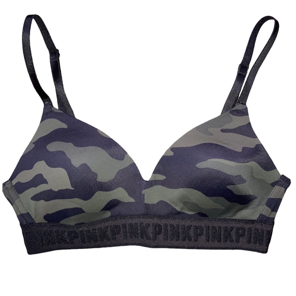 PINK Victoria’s Secret Camouflage Army Print Wireless Push Up Like New EUC 32B